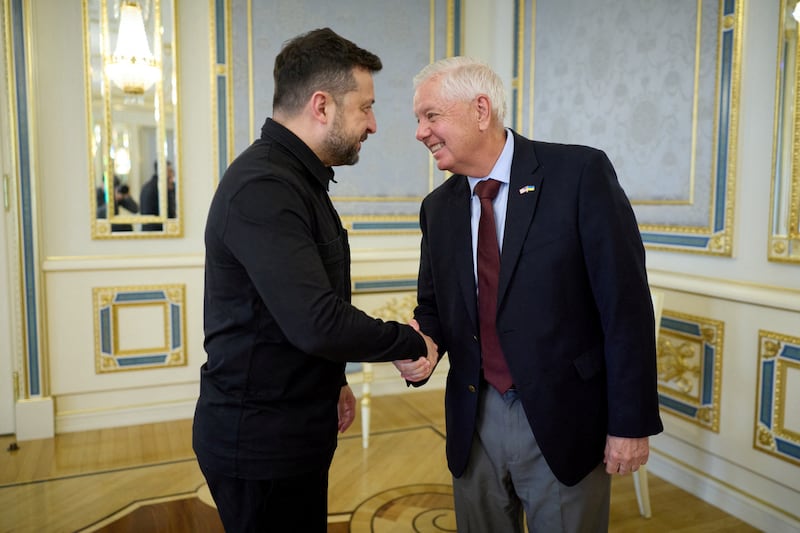 Lindsey Graham and President Volodymyr Zelenskyy on July 10