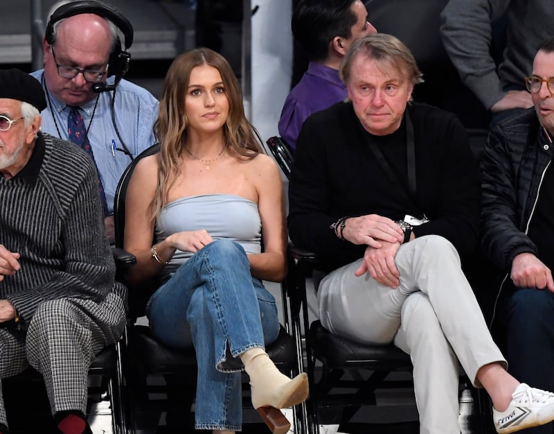 Mallory Edens and Wes Edens, co-owner of Milwaukee Bucks, attend Los Angeles Lakers and Milwaukee Bucks basketball game.