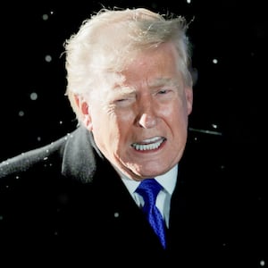 President Donald Trump speaks to reporters before boarding Marine One on the South Lawn of the White House on February 06, 2026 in Washington, DC.