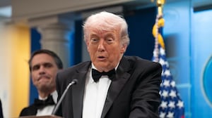 President Donald Trump speaks during a press conference in the Brady Briefing Room of the White House on April 25, 2026 in Washington, DC. President Trump is making a statement after the cancelation of the annual White House Correspondents Association Dinner after a shooting.