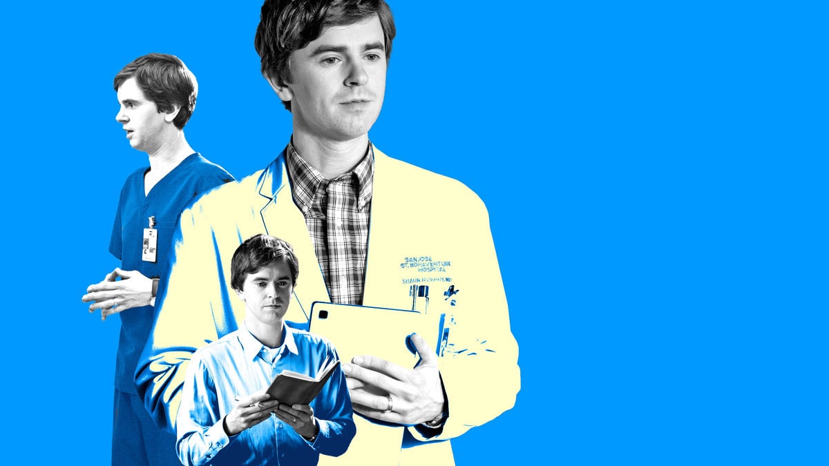 A photo illustration of Freddie Highmore