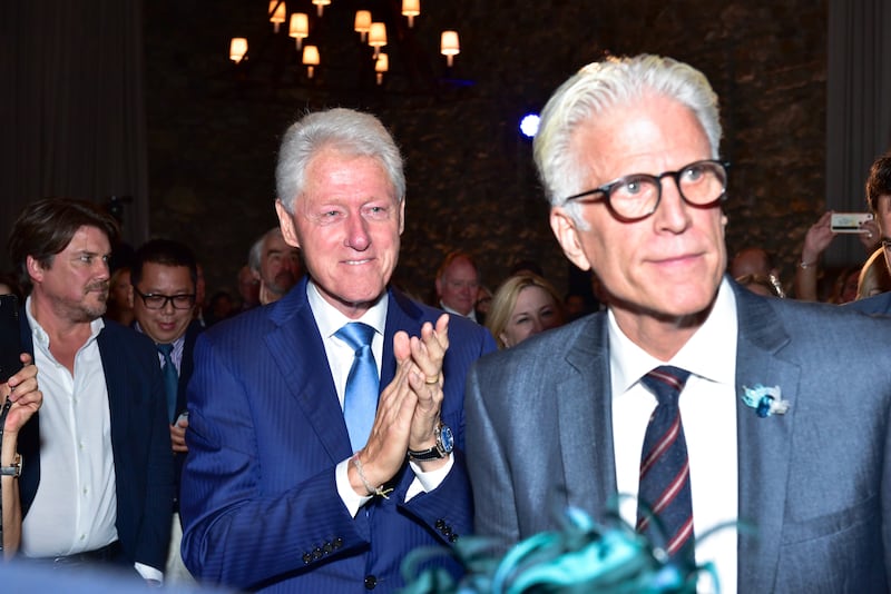 Former U.S. President Bill Clinton and Ted Danson attend the Oceana New York Gala at Blue Hill at Stone Barns on September 13, 2017 in Tarrytown, New York.
