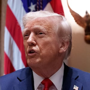 WASHINGTON, DC - FEBRUARY 26: U.S. President Donald Trump, accompanied by Defense Secretary Pete Hegseth, speaks during a Cabinet meeting at the White House on February 26, 2025 in Washington, DC. Trump is holding the first Cabinet meeting of his second term, joined by Tesla and SpaceX CEO Elon Musk, head of the Department of Government Efficiency (DOGE). (Photo by Andrew Harnik/Getty Images)