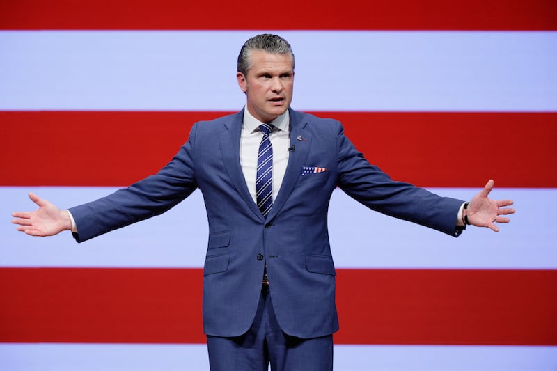 Defense Secretary Pete Hegseth delivers his 2026 "State of the Force" address to junior officers and enlisted leaders at Marine Corps Base Quantico in Quantico, Virginia, US, September 30, 2026.