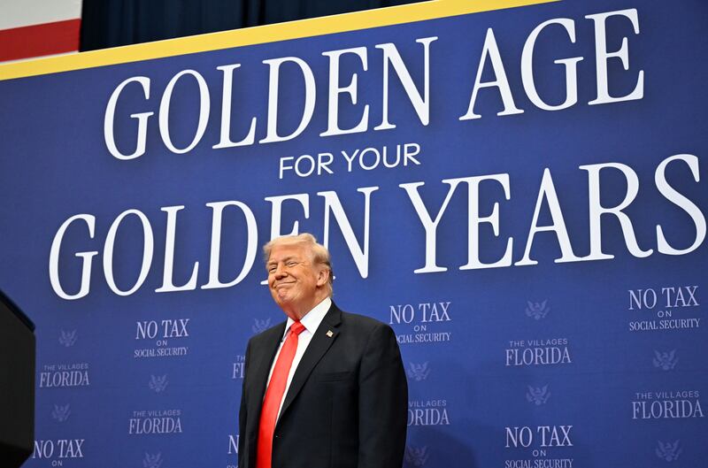 President Donald Trump rambled about cognitive tests during a speech at The Villages Charter School on May 01, 2026 in The Villages, Florida.