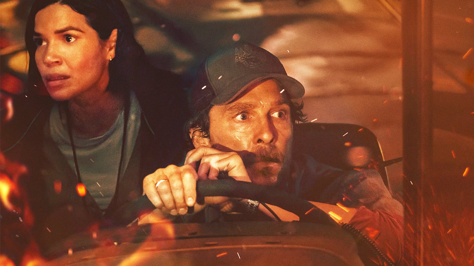 America Ferrera and Matthew McConaughey in The Lost Bus.