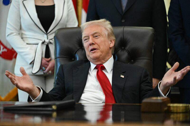US President Donald Trump speaks during an announcement about weight-loss drugs in the Oval Office of the White House in Washington, DC on November 6, 2025. Trump announced deals Thursday with pharmaceutical giants Eli Lilly and Novo Nordisk to lower the prices of some popular weight-loss drugs. Both companies "have agreed to offer their most popular GLP-1 weight-loss drug," Trump said, "at drastic discounts." (Photo by ANDREW CABALLERO-REYNOLDS / AFP) (Photo by ANDREW CABALLERO-REYNOLDS/AFP via Getty Images)
