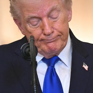 US President Donald Trump speaks during the Angel Families Remembrance Ceremony in the East Room of the White House in Washington, DC, on February 23, 2026. (Photo by SAUL LOEB / AFP via Getty Images)