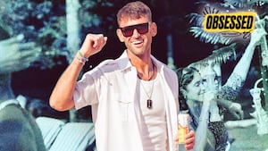 A photo illustration of Carl Radke on Summer House for the Obsessed Podcast.