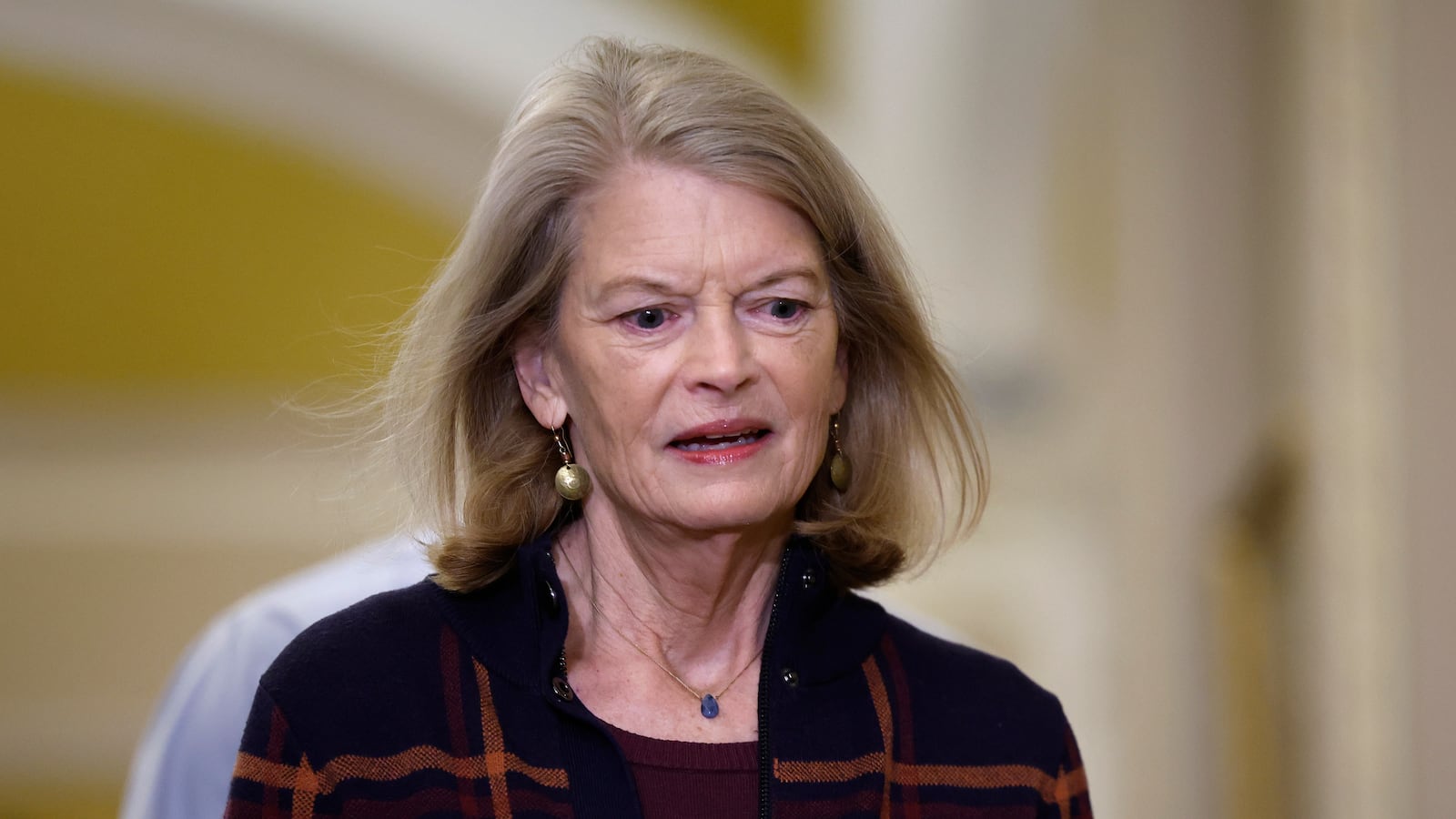 WASHINGTON, DC - NOVEMBER 13: U.S. Sen. Lisa Murkowski (R-AK) arrives for the Senate Republican leadership elections at the U.S. Capitol on November 13, 2024 in Washington, DC. The Senate Republicans elected Sen. John Thune (R-SD) as Majority Leader, Sen. John Barrasso (R-WY) as Assistant Majority Leader, Sen. Tom Cotton (R-AR) as Republican Conference Chair, Sen. Shelley Moore Capito (R-WV) as Republican Policy Committee Chair, Sen. James Lankford as Republican Conference Vice Chair and Sen. Tim Scott (R-FL) as National Republican Senatorial Committee Chair for the 119th Congress. (Photo by Kevin Dietsch/Getty Images)
