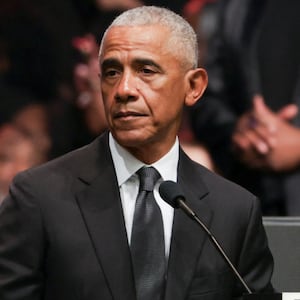 Former U.S. President Barack Obama speaks during a memorial service to celebrate the life of the civil rights leader Reverend Jesse Jackson, in Chicago, Illinois, U.S., March 6, 2026. REUTERS/Jim Vondruska