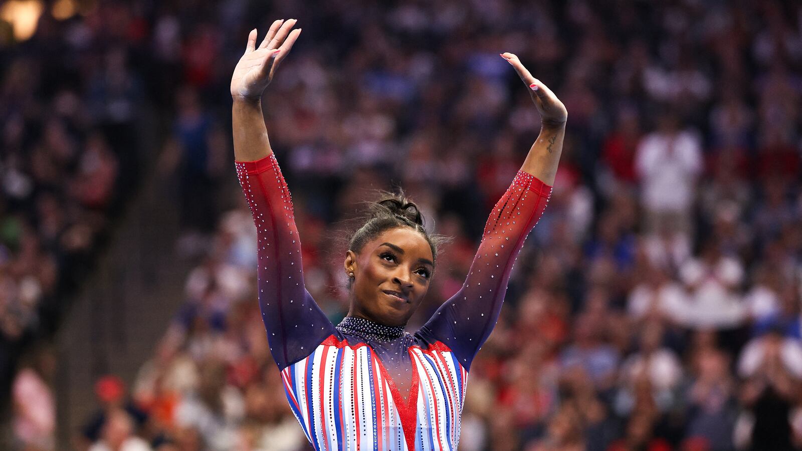 Simone Biles at the Olympic Trials in 2024.