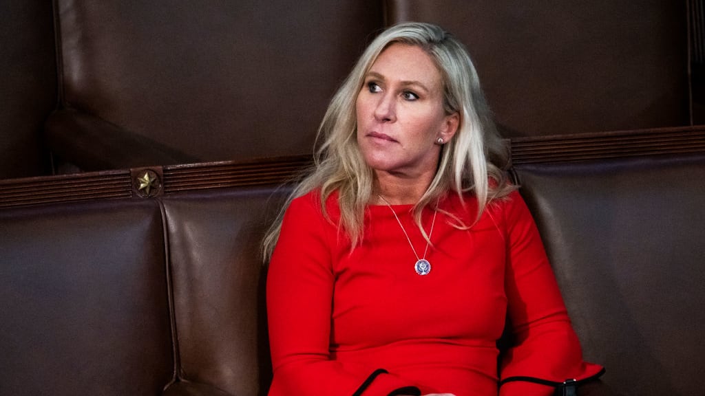 Rep. Marjorie Taylor Greene seen on the House floor during a vote.