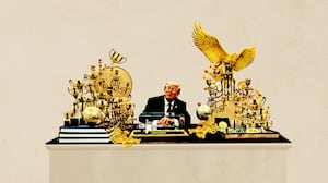Donald Trump's desk full of gold.