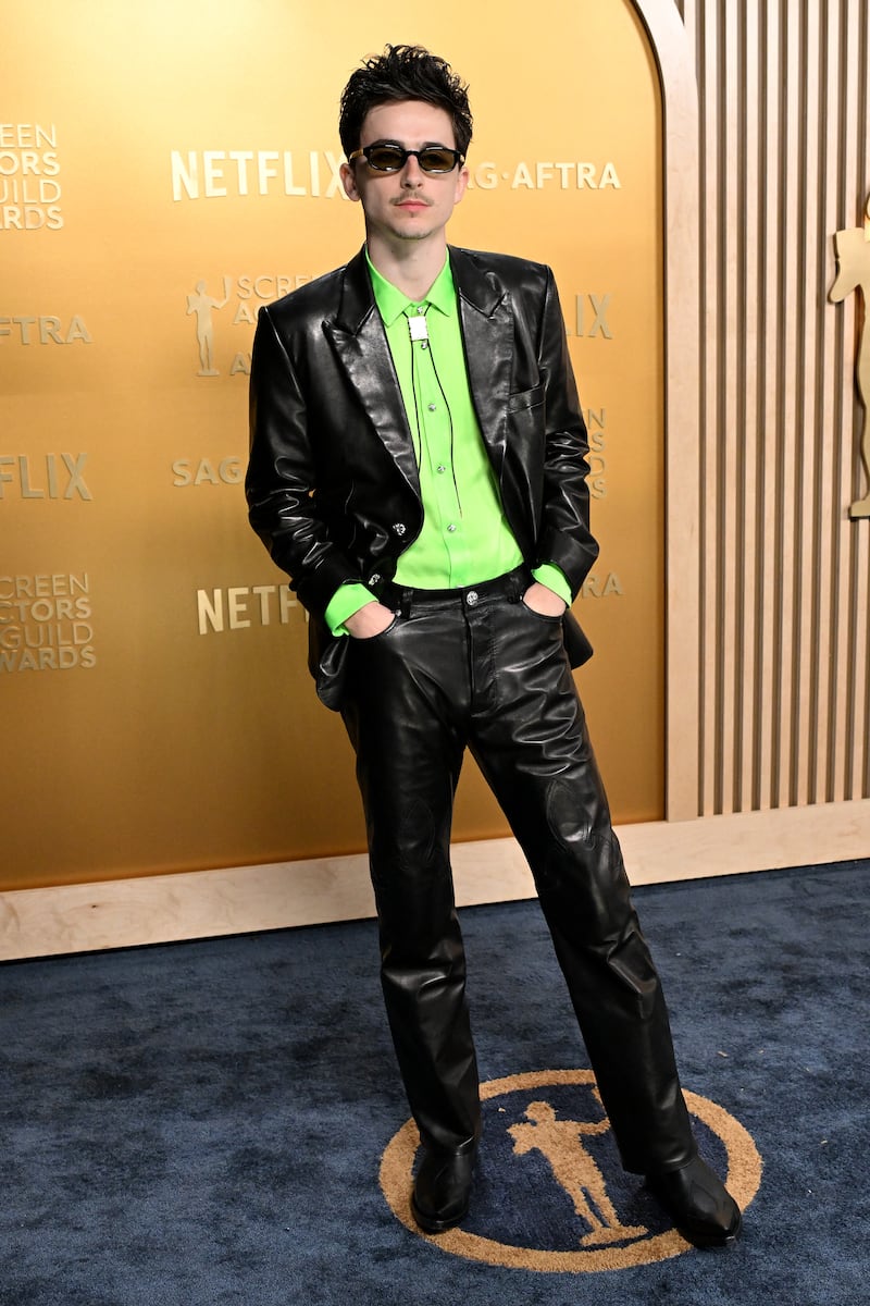 French-U.S. actor Timothee Chalamet arrives for the 31st Annual Screen Actors Guild awards at the Shrine Auditorium in Los Angeles, February 23, 2025.