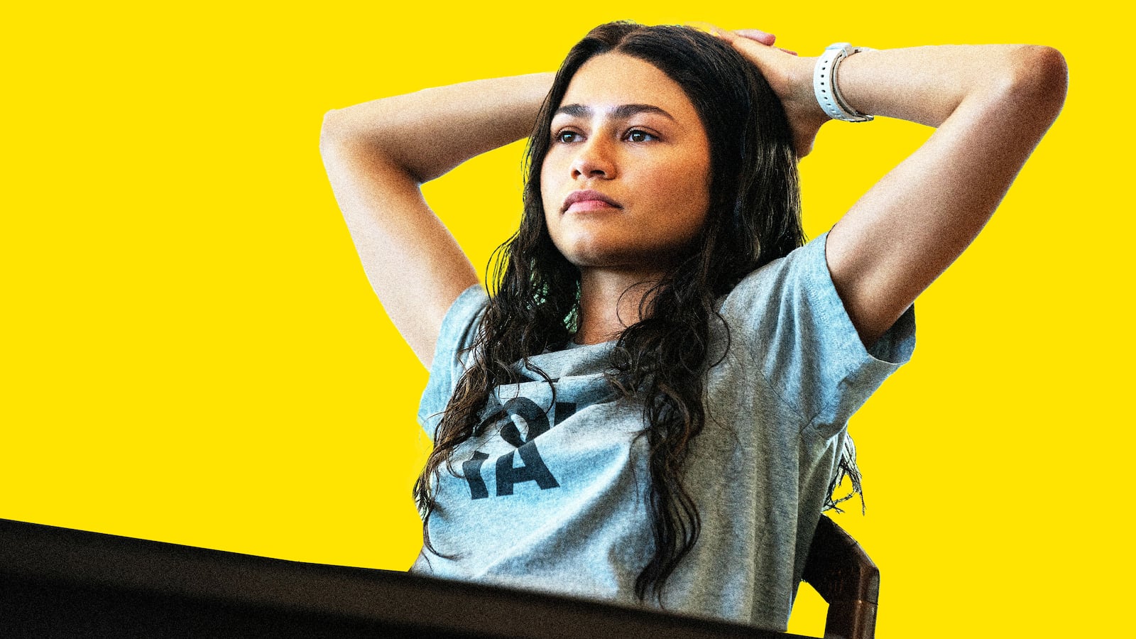 Photo illustration of Zendaya wearing the "I Told Ya" shirt from Challengers