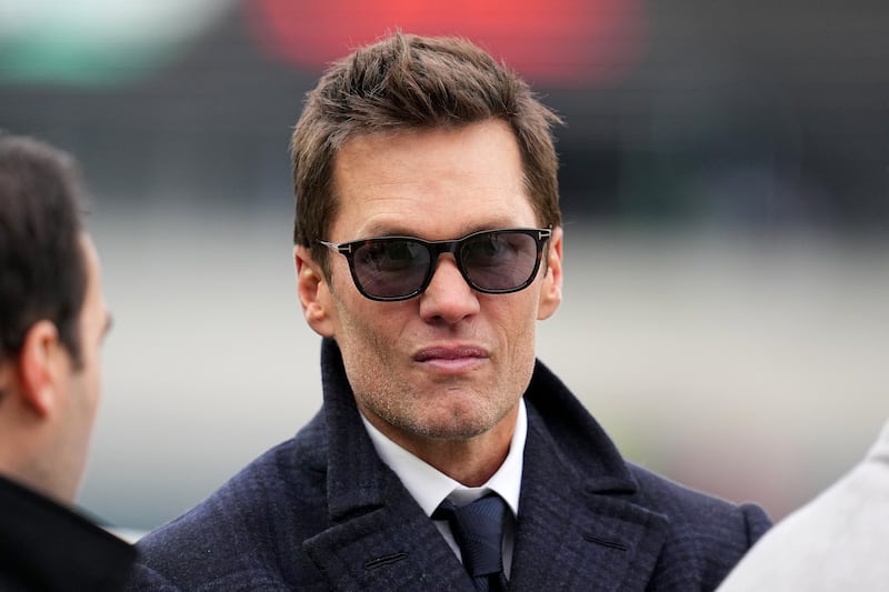 Former player Tom Brady looks on prior to the NFC Championship Game between the Washington Commanders and the Philadelphia Eagles at Lincoln Financial Field on January 26, 2025 in Philadelphia, Pennsylvania.