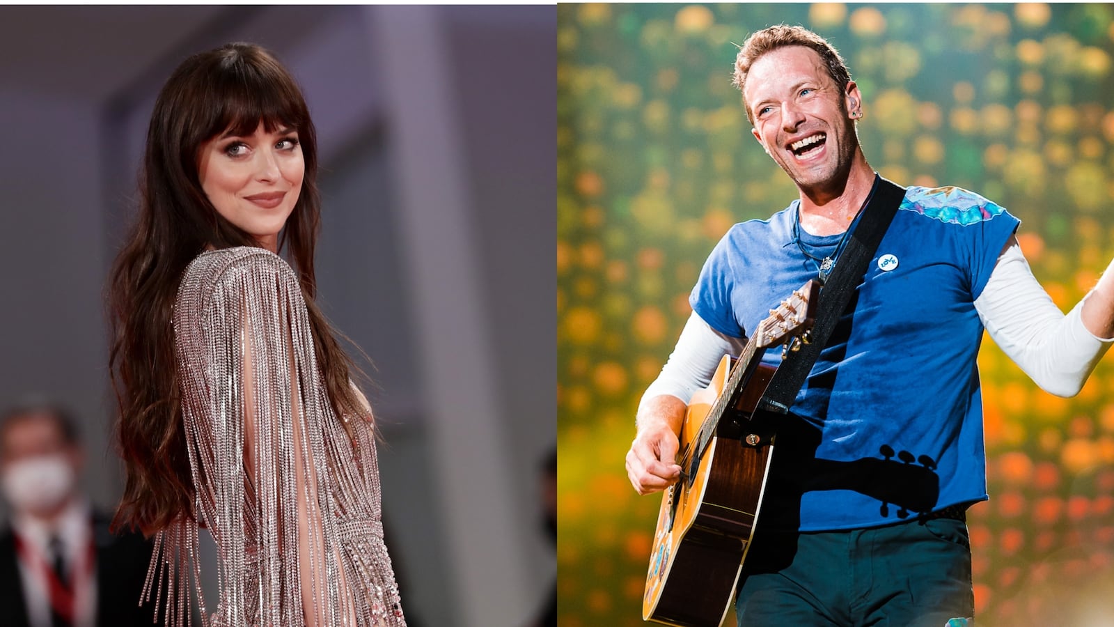 A photo of Dakota Johnson and Chris Martin.