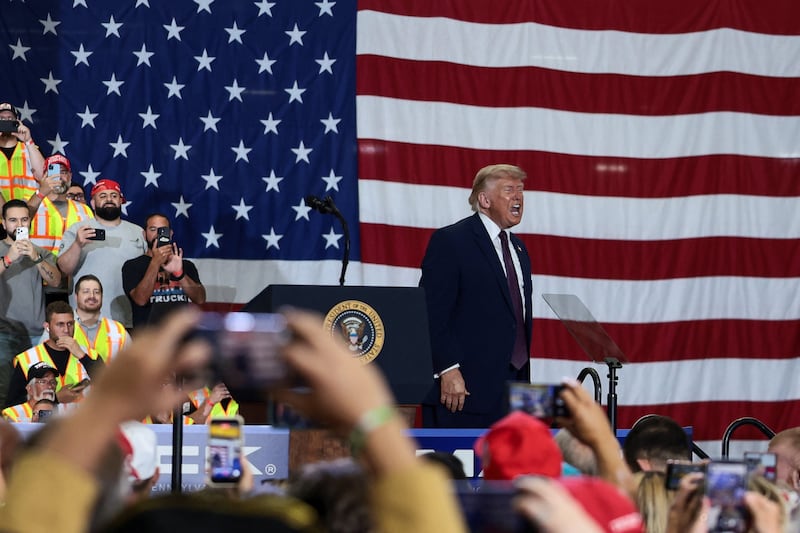 U.S. President Donald Trump delivers remarks during a visit to a Mack Trucks' assembly plant, in Macungie, Pennsylvania, U.S., June 23, 2026.
