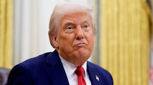 U.S. President Donald Trump gestures while speaking during an executive order signing event in the Oval Office of the White House on March 31, 2025 in Washington, DC.
