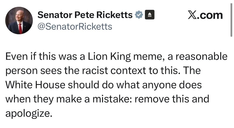 Pete Ricketts tweet