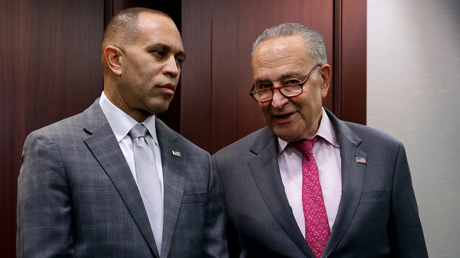 Hakeem Jeffries and Chuck Schumer.