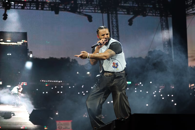 Drake performs live on stage during day two of Wireless Festival 2025