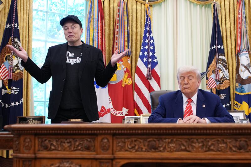 Elon Musk speaks alongside U.S. President Donald Trump to reporters in the Oval Office of the White House on May 30, 2025 in Washington, DC.