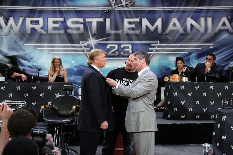 Trump is a member of the WWE Hall of Fame. Linda McMahon, the wife of longtime WWE chief Vince McMahon, is head of the Department of Education.