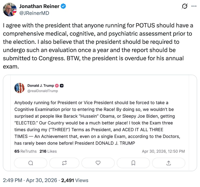 Jonathan Reiner on X