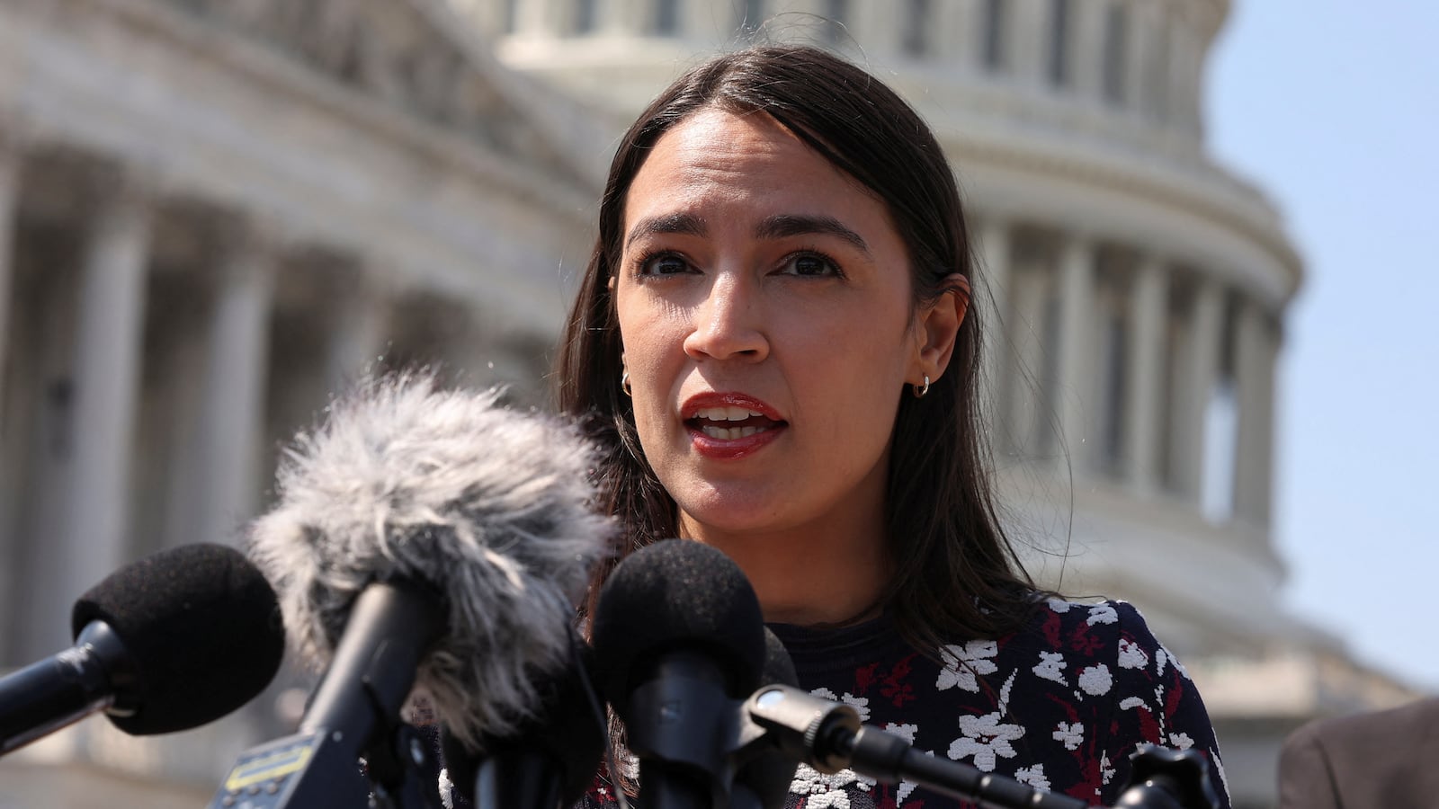 Alexandria Ocasio-Cortez (D-NY) speaks at a press conference on psychedelics