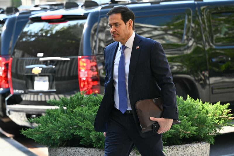Secretary of State Marco Rubio took the same route to the West Wing, visible to cameras.
