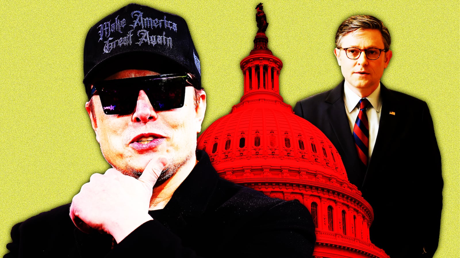 Elon Musk, Mike Johnson illustration