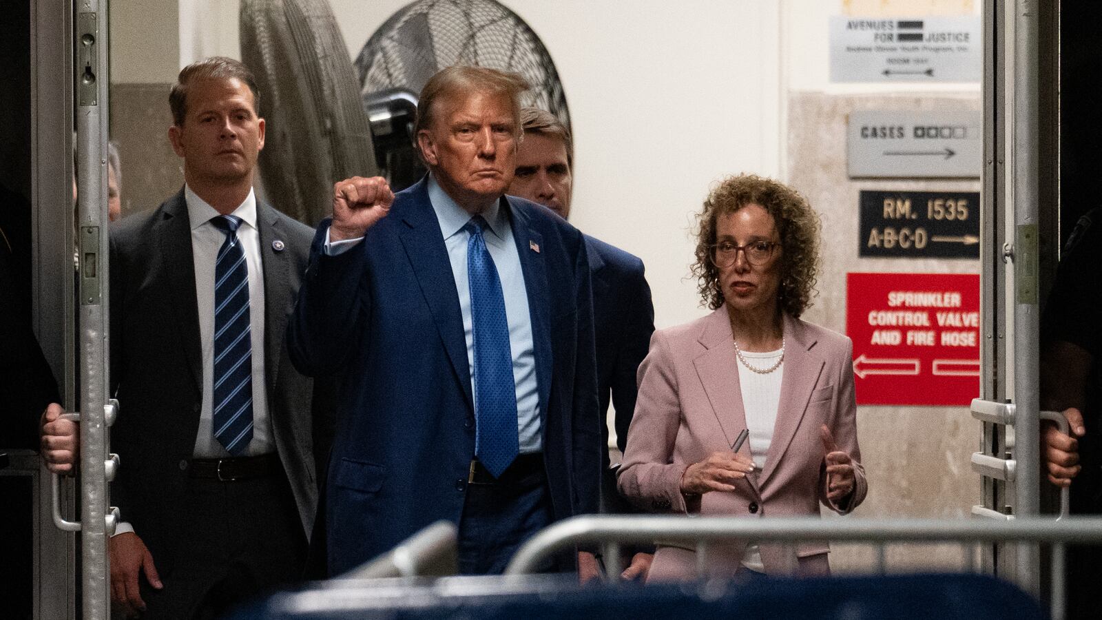 Donald Trump appears at his hush money trial in New York.