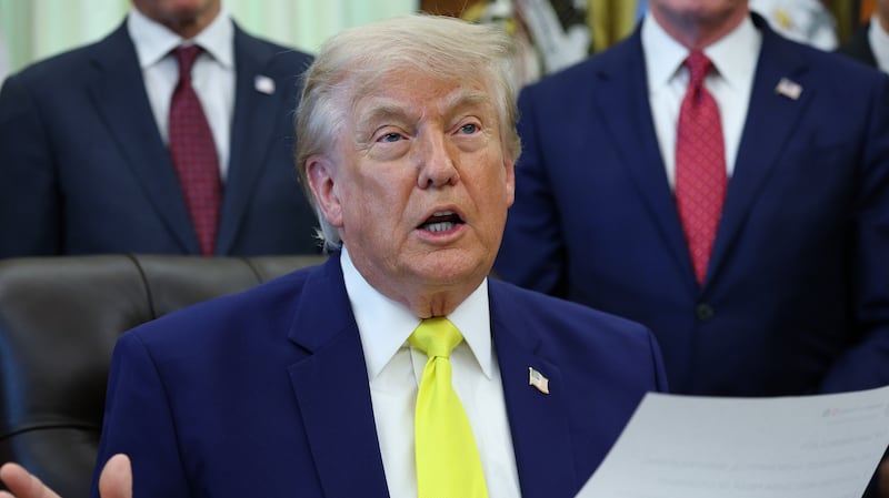 President Donald Trump speaks during a "Beautiful, Clean Coal" event in the Oval Office of the White House on June 04, 2026 in Washington, DC.