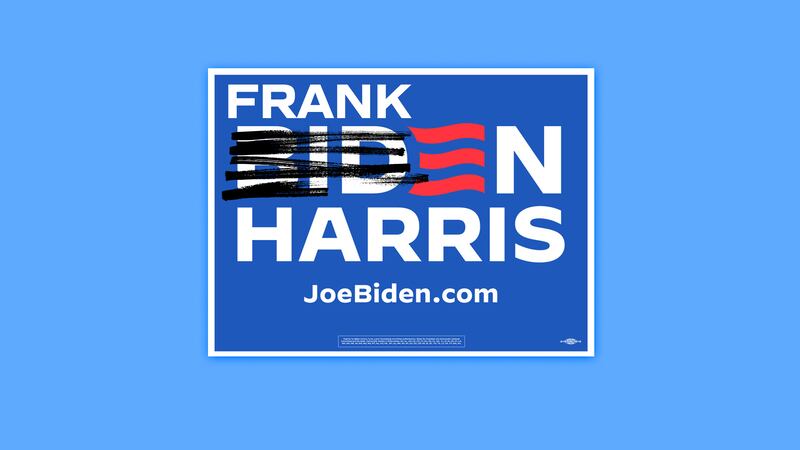 A photo illustration of a Biden Harris yard sign for Al Franken.