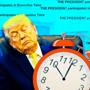 An animated GIF of Donald Trump sleeping with the Executive Time text in the background.