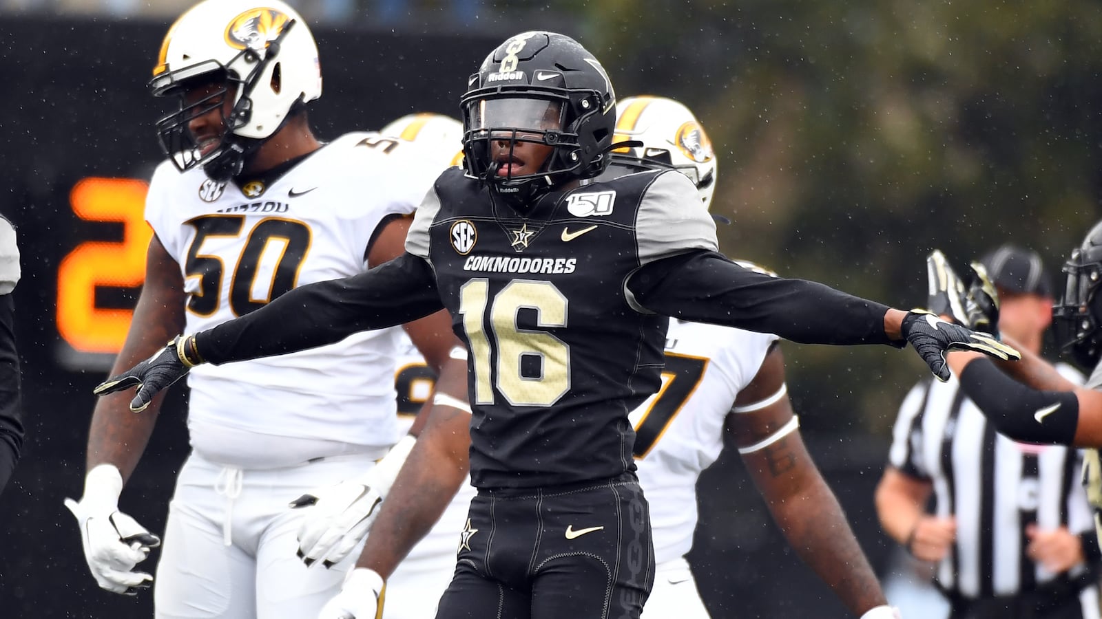Vanderbilt Commodores defensive back BJ Anderson (16) celebrates.