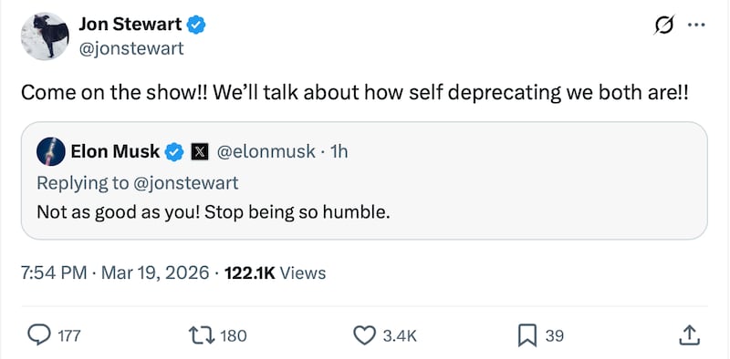 Stewart invited Musk on his show to hash things out.