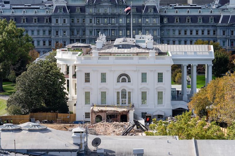 The demolished  East Wing of the White House. Photo by Eric Lee/Getty Images.