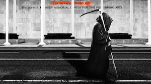 Donald Trump and John F Kennedy Memorial Center for the Performing Arts with the grim reaper