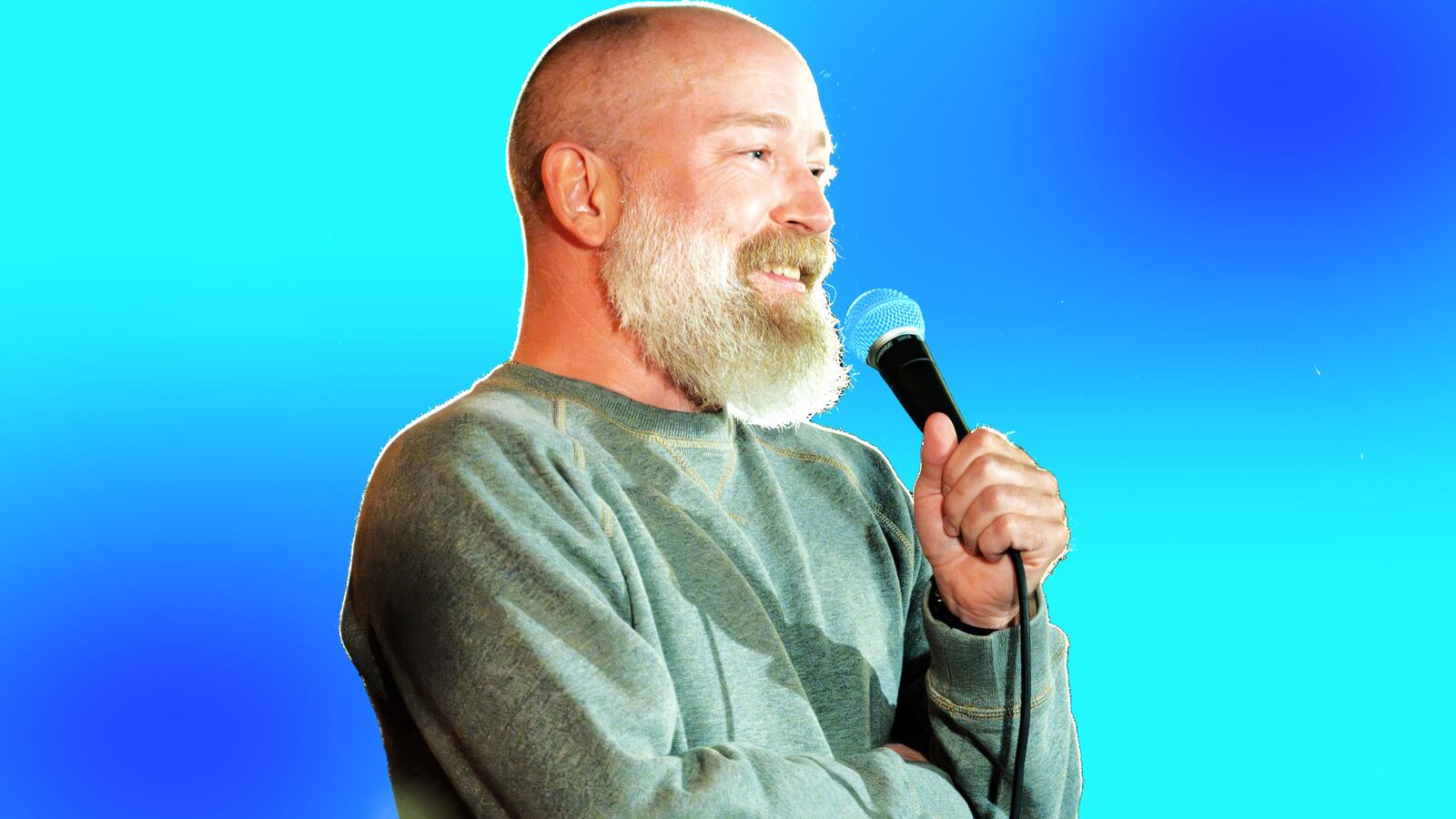 An illustration including a photo including Kyle Kinane