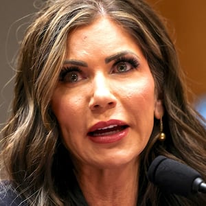 Kristi Noem testifies during a Senate Homeland Security and Governmental Affairs Committee confirmation hearing on Capitol Hill in Washington, U.S., January 17, 2025.