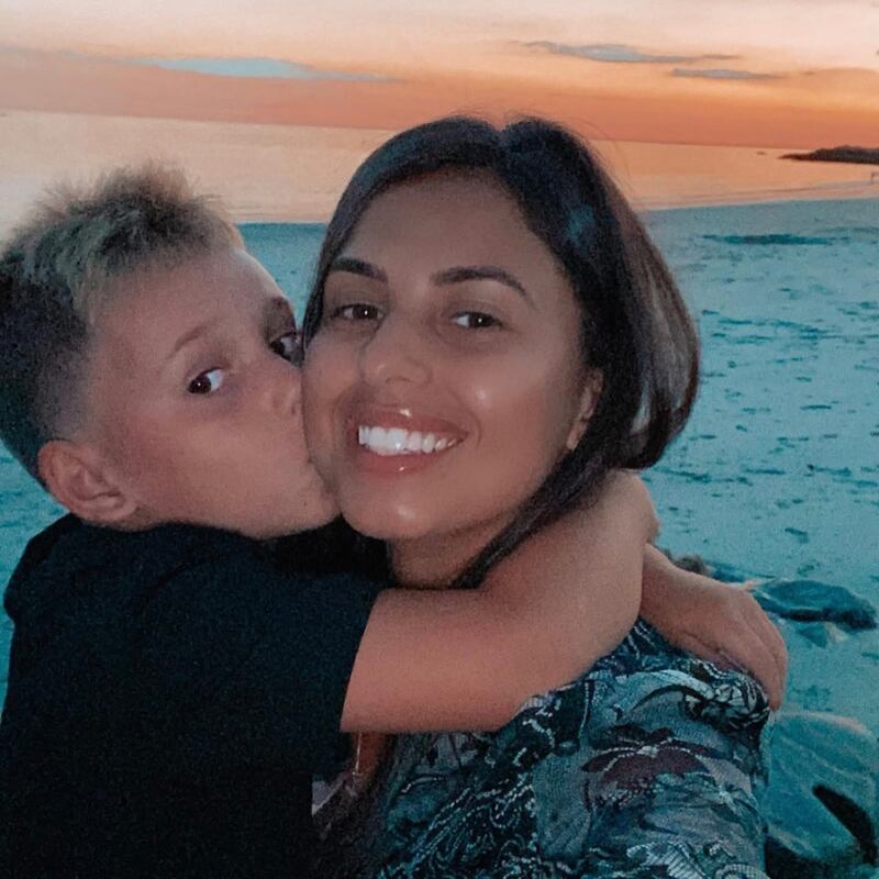 Bruna Ferreira and her son