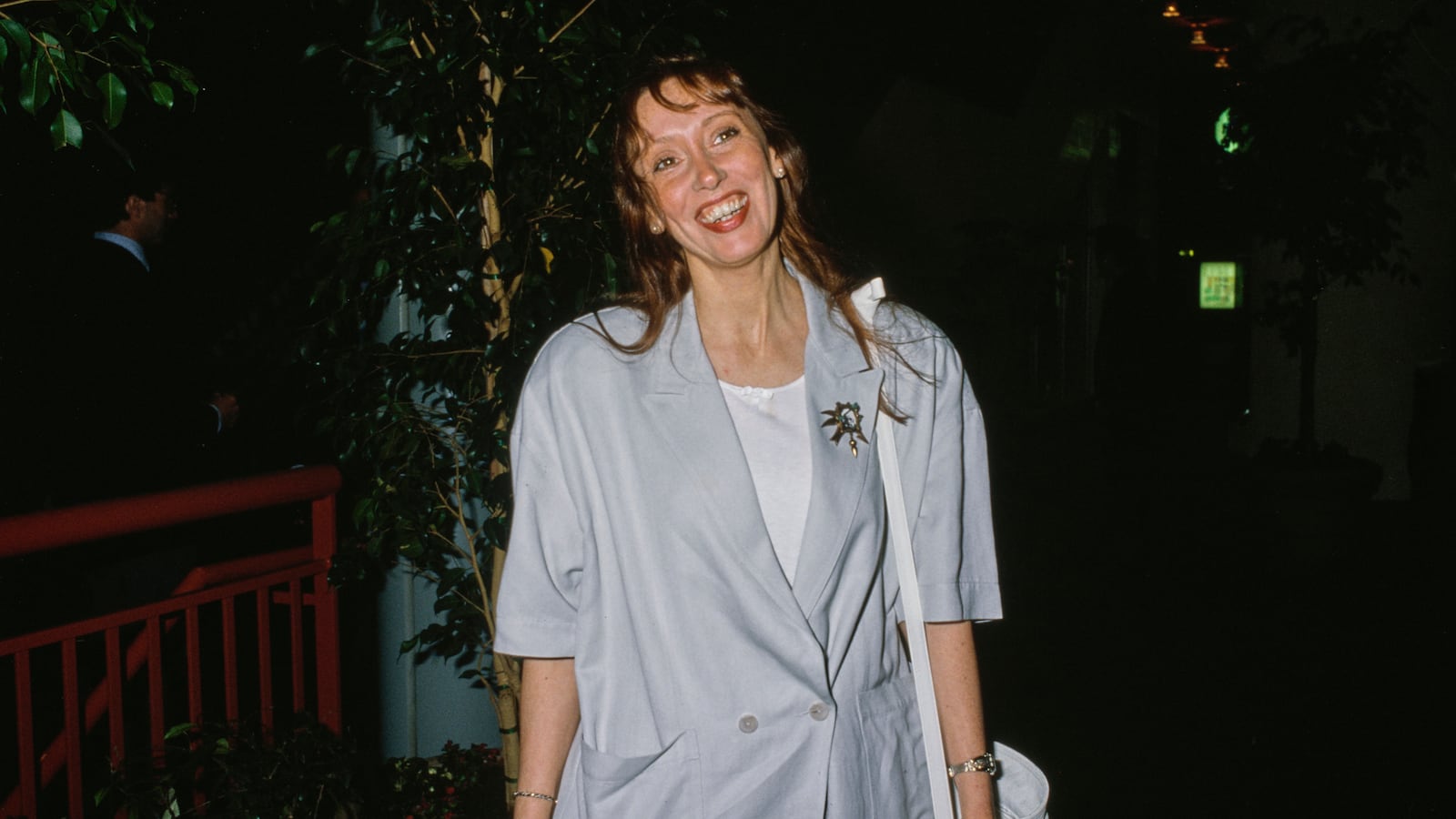 Shelley Duvall smiling in a photograph from 1987.