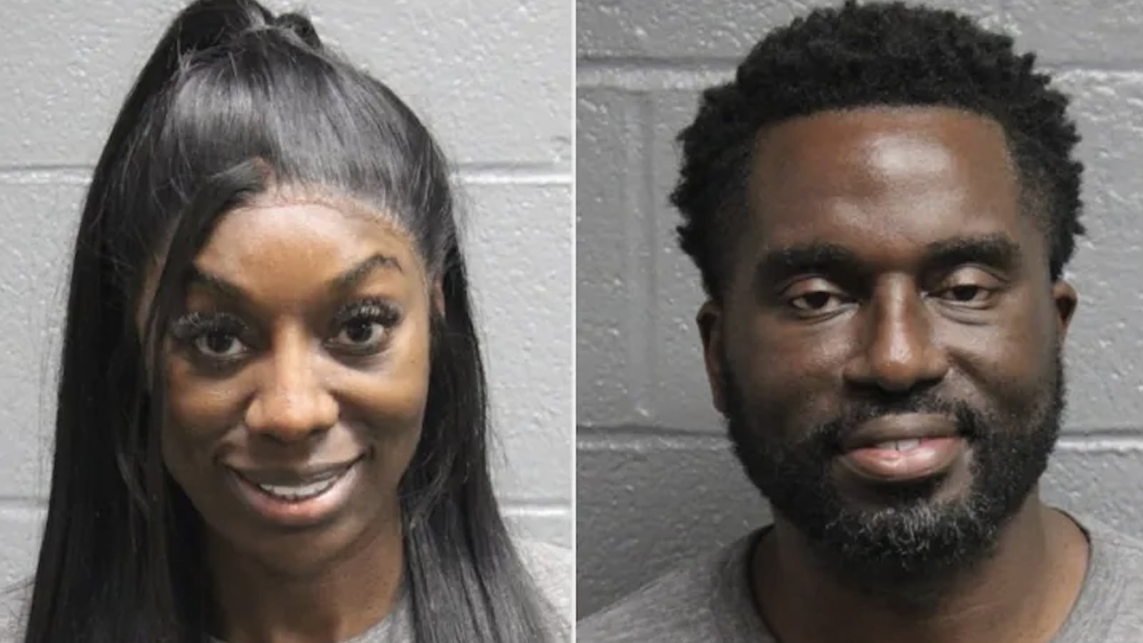Wendy Osefo and her husband Edward "Eddie" Osefo are smiling in their respective mugshots.