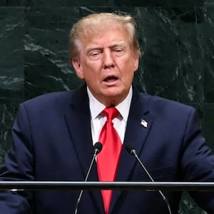 US President Donald Trump speaks during the 81st United Nations General Assembly at the United Nations Headquarters in New York City, US, September 22, 2026.     BRENDAN SMIALOWSKI/Pool via REUTERS