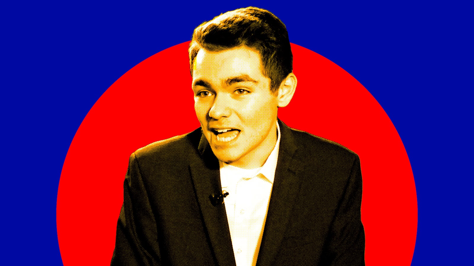 A photo illustration of Nick Fuentes.