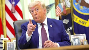 U.S. President Donald Trump speaks during an event in the Oval Office of the White House on June 03, 2026 in Washington, DC.