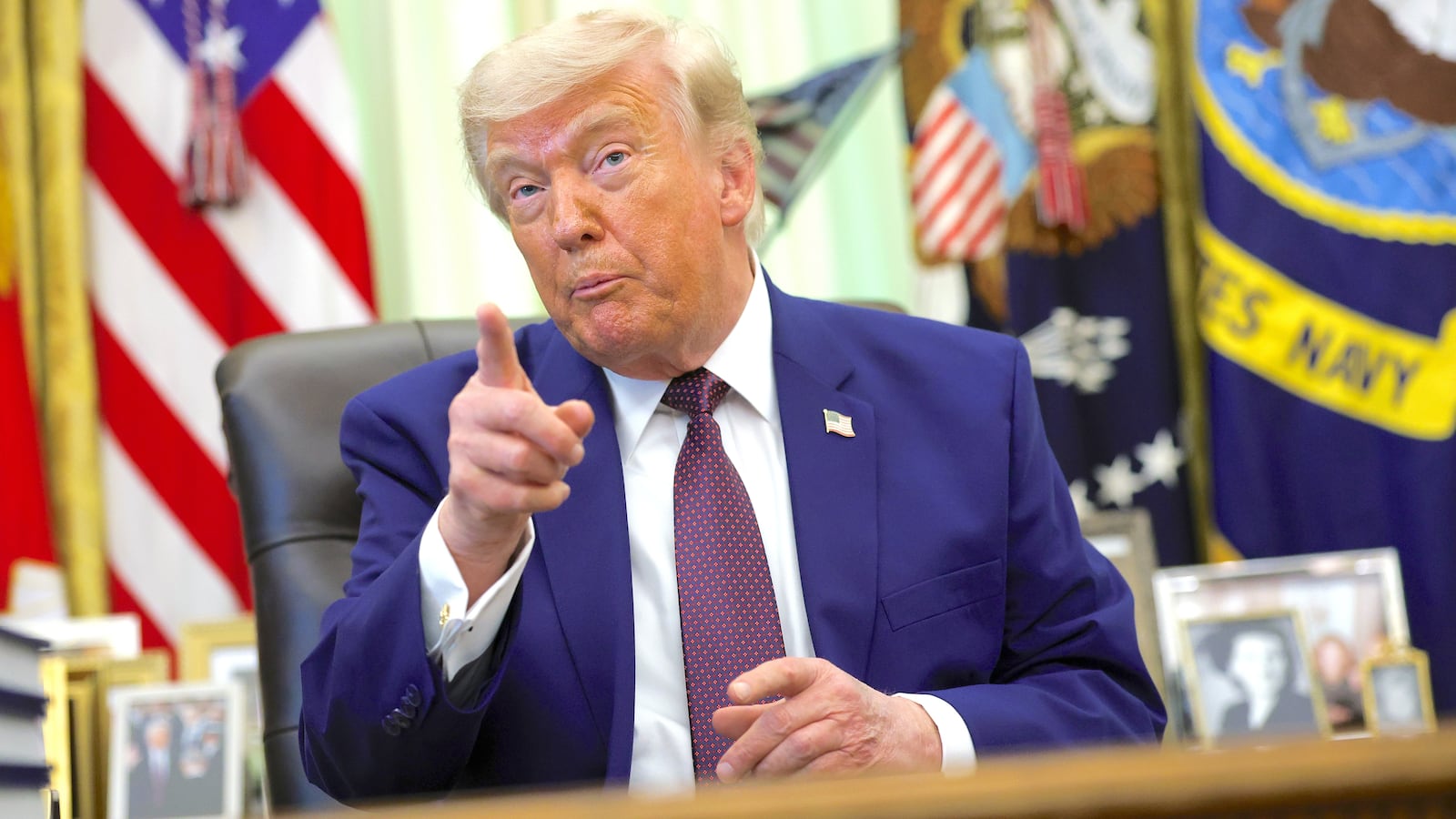 U.S. President Donald Trump speaks during an event in the Oval Office of the White House on June 03, 2026 in Washington, DC.